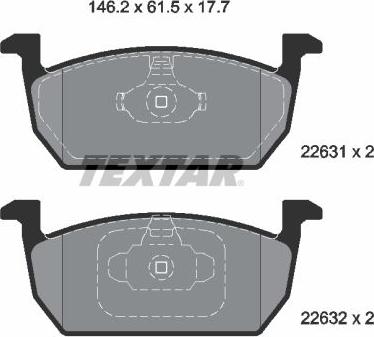 Textar 2263101 - Piduriklotsi komplekt,ketaspidur onlydrive.pro