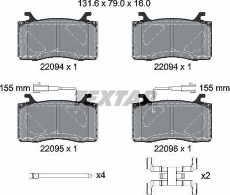 Textar 2209401 - Тормозные колодки, дисковые, комплект onlydrive.pro