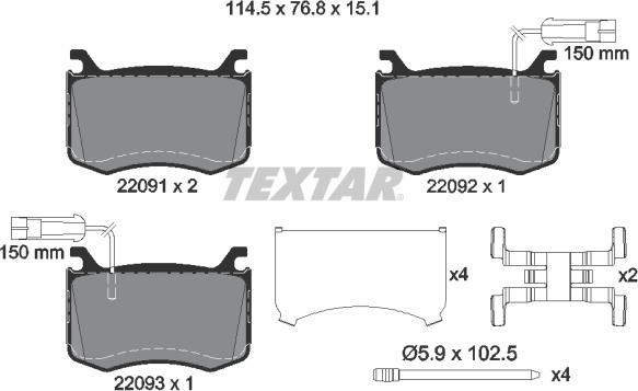 Textar 2209101 - Brake Pad Set, disc brake onlydrive.pro