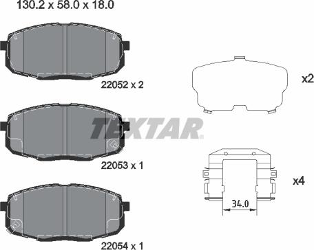 Textar 2205203 - Brake Pad Set, disc brake onlydrive.pro