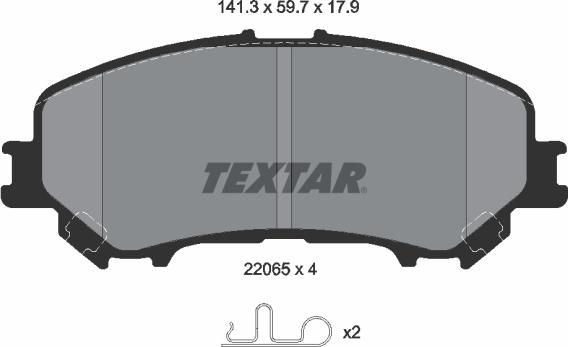 Textar 2206501 - Stabdžių trinkelių rinkinys, diskinis stabdys onlydrive.pro