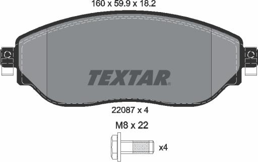 Textar 2208701 - Тормозные колодки, дисковые, комплект onlydrive.pro