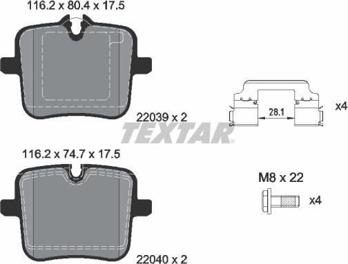 Textar 2203901 - Bremžu uzliku kompl., Disku bremzes onlydrive.pro