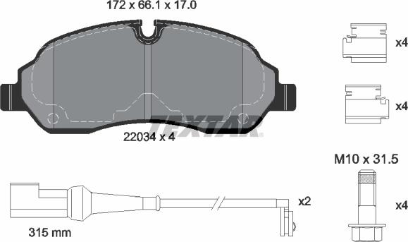 Textar 2203401 - Bremžu uzliku kompl., Disku bremzes onlydrive.pro