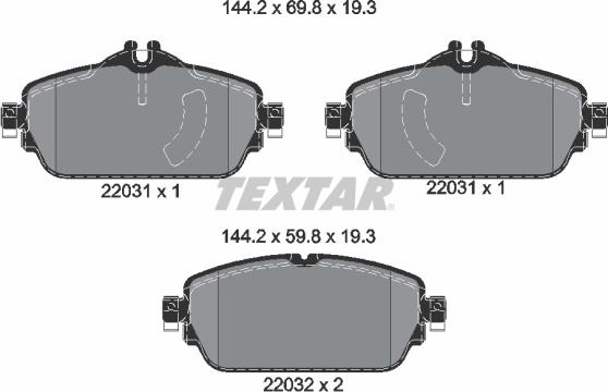 Textar 2203101 - Stabdžių trinkelių rinkinys, diskinis stabdys onlydrive.pro