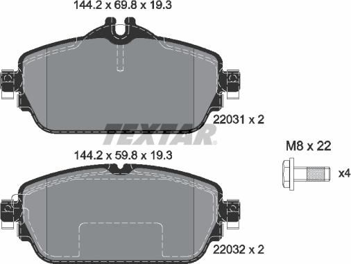 Textar 2203102 - Тормозные колодки, дисковые, комплект onlydrive.pro