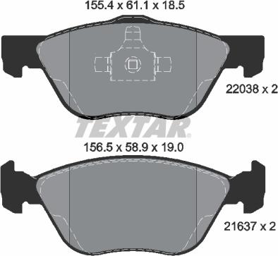 Textar 2203801 - Brake Pad Set, disc brake onlydrive.pro