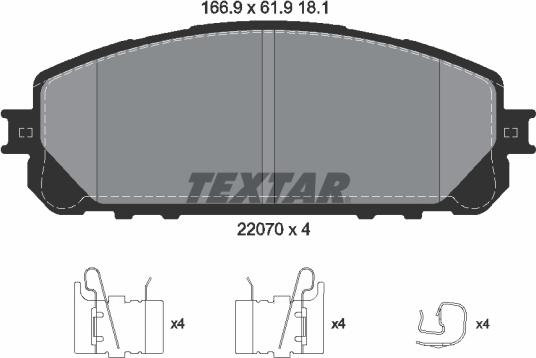 Textar 2207001 - Brake Pad Set, disc brake onlydrive.pro