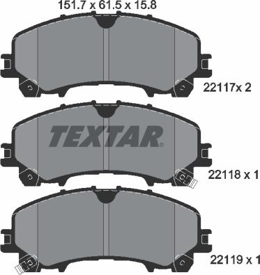 Textar 2211701 - Brake Pad Set, disc brake onlydrive.pro