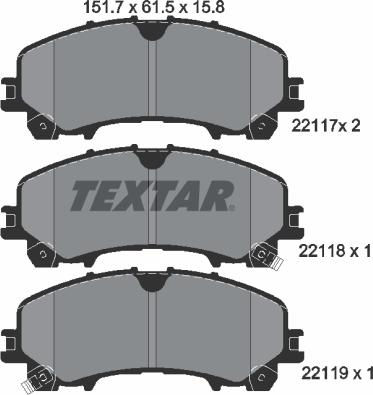 Textar 2211701 - Stabdžių trinkelių rinkinys, diskinis stabdys onlydrive.pro