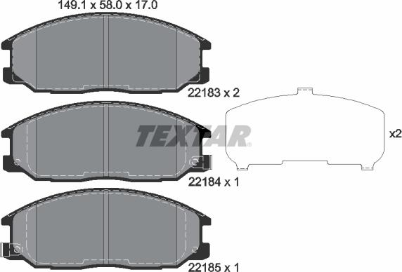 Textar 2218301 - Тормозные колодки, дисковые, комплект onlydrive.pro