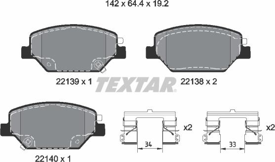 Textar 2213901 - Brake Pad Set, disc brake onlydrive.pro