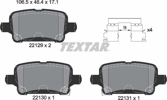 Textar 2212901 - Brake Pad Set, disc brake onlydrive.pro