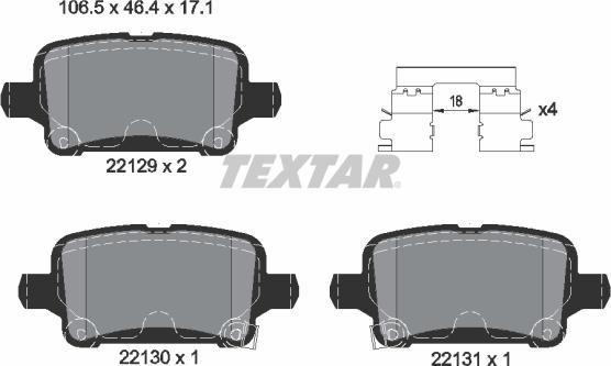 Textar 2212901 - Piduriklotsi komplekt,ketaspidur onlydrive.pro