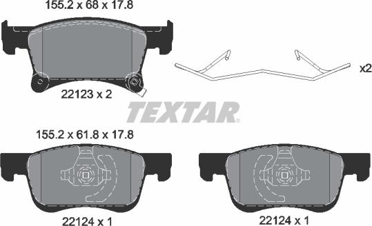 Textar 2212301 - Bremžu uzliku kompl., Disku bremzes onlydrive.pro