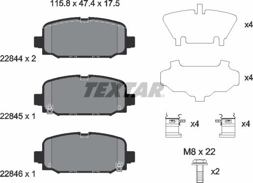 Textar 2284401 - Brake Pad Set, disc brake onlydrive.pro
