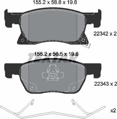 Textar 2234201 - Brake Pad Set, disc brake onlydrive.pro