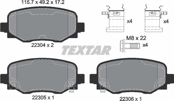 Textar 2230401 - Bremžu uzliku kompl., Disku bremzes onlydrive.pro