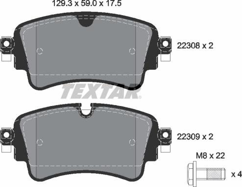 Textar 2230801 - Brake Pad Set, disc brake onlydrive.pro