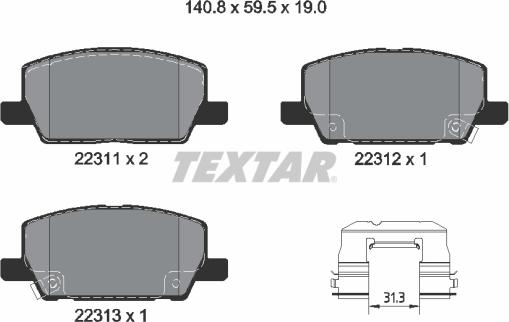 Textar 2231102 - Brake Pad Set, disc brake onlydrive.pro