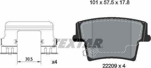 Textar 2220901 - Brake Pad Set, disc brake onlydrive.pro
