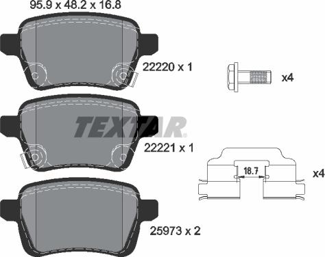 Textar 2222001 - Тормозные колодки, дисковые, комплект onlydrive.pro