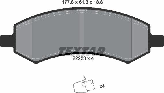 Textar 2222301 - Brake Pad Set, disc brake onlydrive.pro