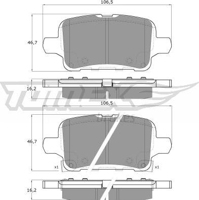 TOMEX brakes TX 19-11 - Bremžu uzliku kompl., Disku bremzes onlydrive.pro