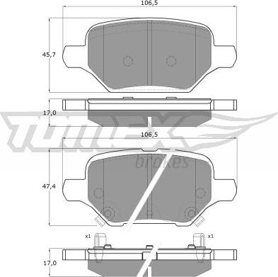 TOMEX brakes TX 19-80 - Brake Pad Set, disc brake onlydrive.pro