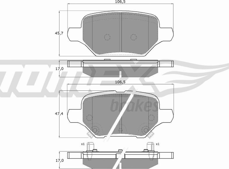 TOMEX brakes TX 19-80 - Bremžu uzliku kompl., Disku bremzes onlydrive.pro