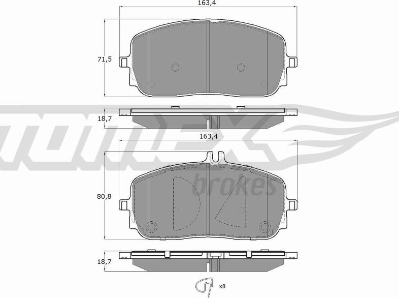 TOMEX brakes TX 19-71 - Bremžu uzliku kompl., Disku bremzes onlydrive.pro