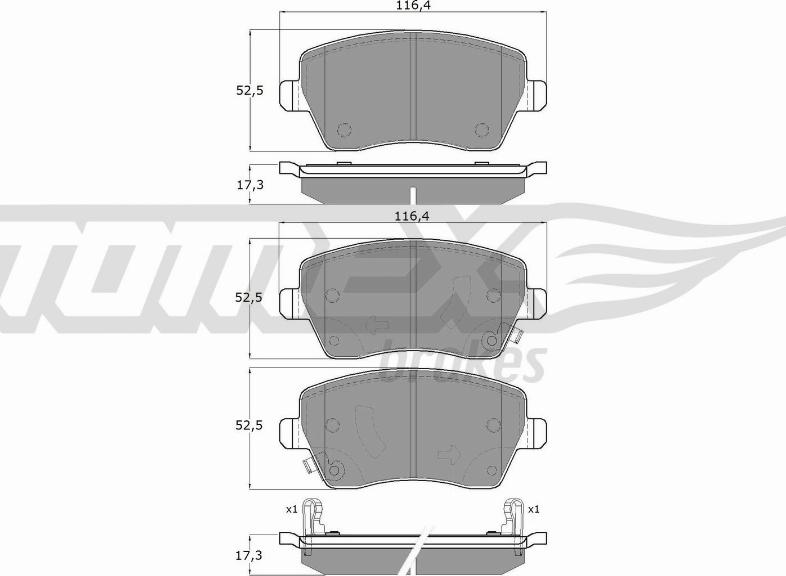 TOMEX brakes TX 14-161 - Brake Pad Set, disc brake onlydrive.pro