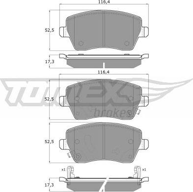 TOMEX brakes TX 14-161 - Piduriklotsi komplekt,ketaspidur onlydrive.pro