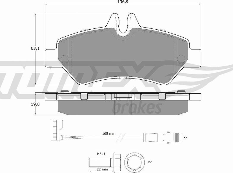 TOMEX brakes TX 14-27 - Bremžu uzliku kompl., Disku bremzes onlydrive.pro