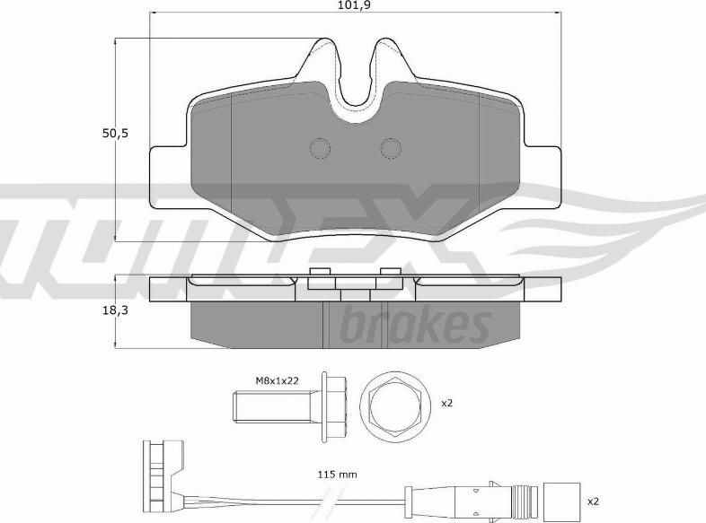 TOMEX brakes TX 15-13 - Тормозные колодки, дисковые, комплект onlydrive.pro