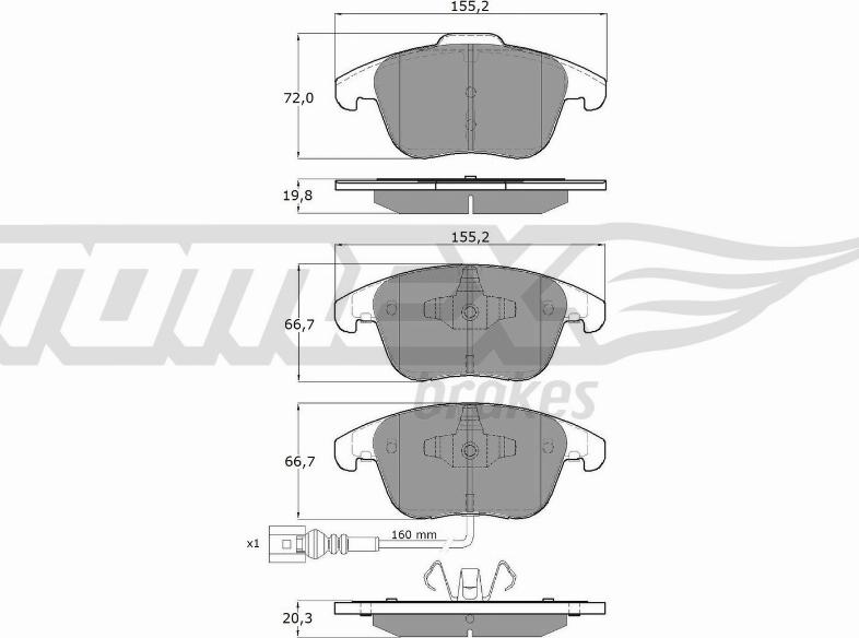 TOMEX brakes TX 15-82 - Piduriklotsi komplekt,ketaspidur onlydrive.pro