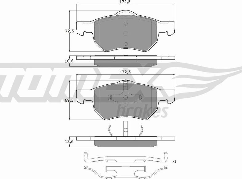 TOMEX brakes TX 15-30 - Stabdžių trinkelių rinkinys, diskinis stabdys onlydrive.pro