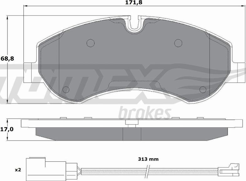 TOMEX brakes TX 16-95 - Bremžu uzliku kompl., Disku bremzes onlydrive.pro