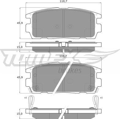 TOMEX brakes TX 16-43 - Piduriklotsi komplekt,ketaspidur onlydrive.pro