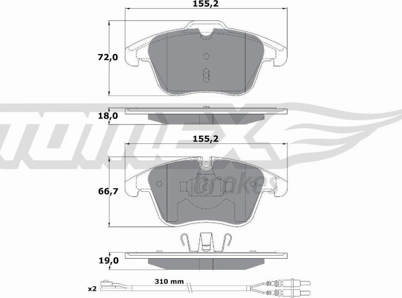 TOMEX brakes TX 16-55 - Bremžu uzliku kompl., Disku bremzes onlydrive.pro