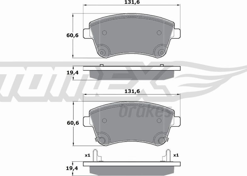 TOMEX brakes TX 16-53 - Brake Pad Set, disc brake onlydrive.pro