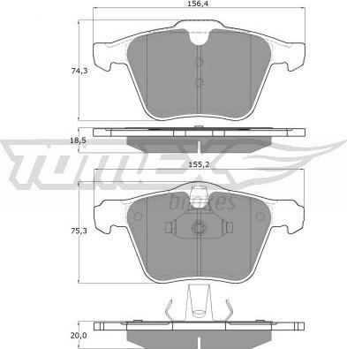 TOMEX brakes TX 16-64 - Stabdžių trinkelių rinkinys, diskinis stabdys onlydrive.pro