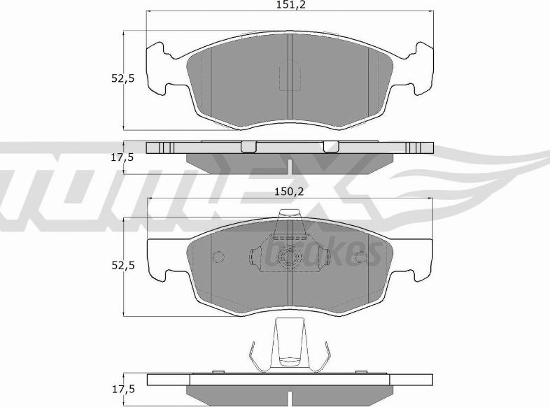 TOMEX brakes TX 16-61 - Bremžu uzliku kompl., Disku bremzes onlydrive.pro