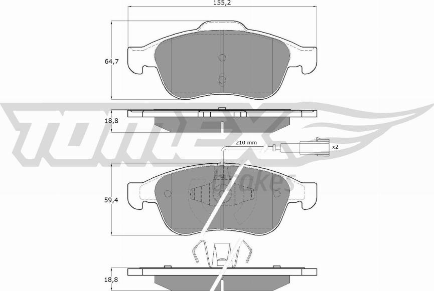 TOMEX brakes TX 16-62 - Bremžu uzliku kompl., Disku bremzes onlydrive.pro