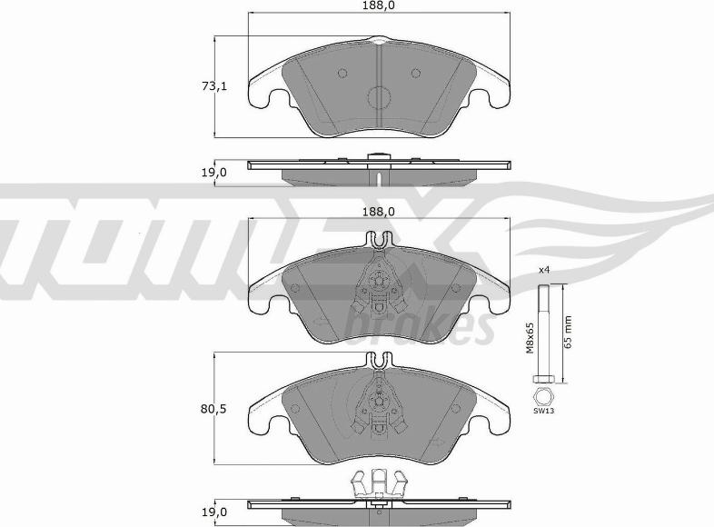 TOMEX brakes TX 16-31 - Stabdžių trinkelių rinkinys, diskinis stabdys onlydrive.pro