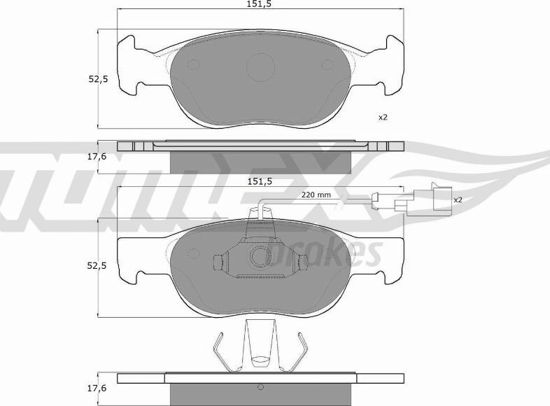 TOMEX brakes TX 10-711 - Bremžu uzliku kompl., Disku bremzes onlydrive.pro