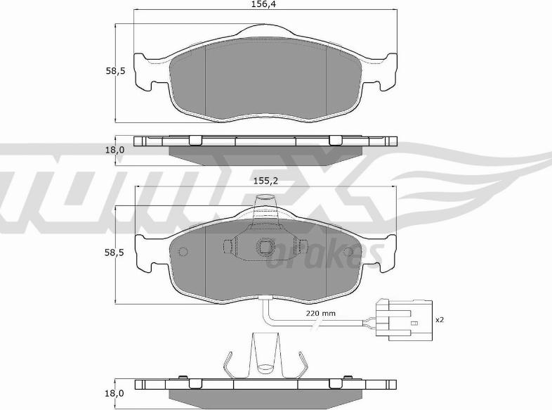 TOMEX brakes TX 11-191 - Bremžu uzliku kompl., Disku bremzes onlydrive.pro