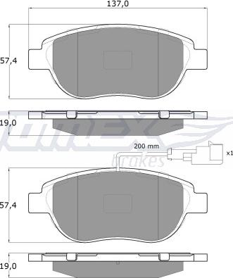 TOMEX brakes TX 12-49 - Piduriklotsi komplekt,ketaspidur onlydrive.pro