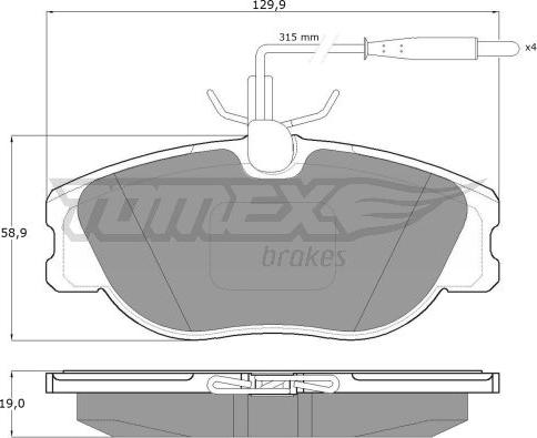 TOMEX brakes TX 12-442 - Bremžu uzliku kompl., Disku bremzes onlydrive.pro