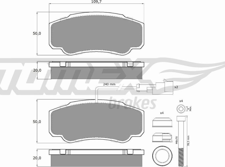 TOMEX brakes TX 12-461 - Stabdžių trinkelių rinkinys, diskinis stabdys onlydrive.pro